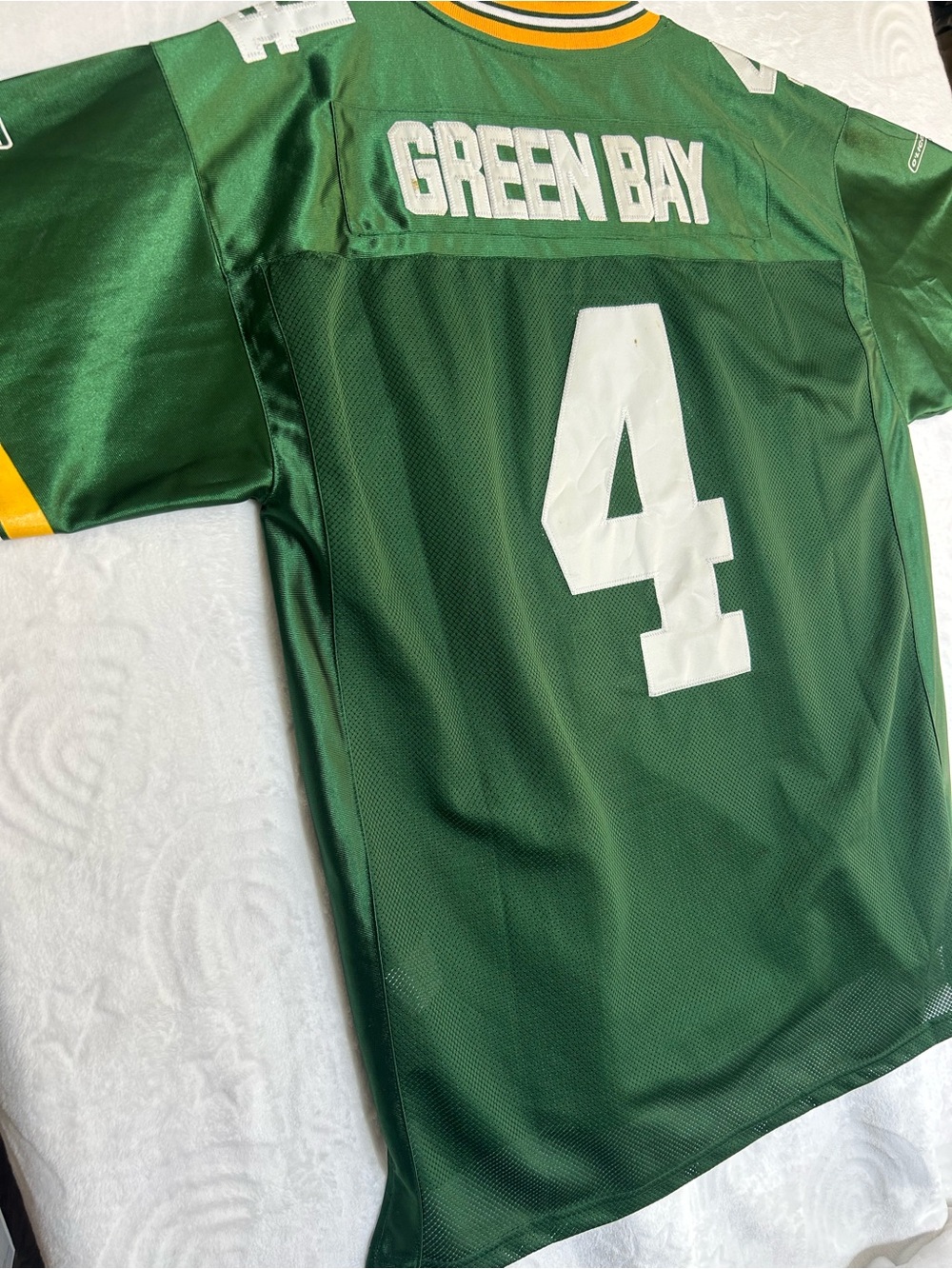 Equipment OS Green Bay Green and White Football Jersey #4